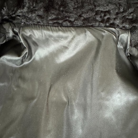 XS S Faux Persian Lamb Jacket Long Sleeve Stand Collar New Lining 1940s 1950s - Picture 8 of 13